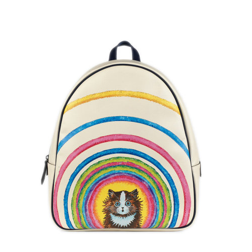 GUCCI/古驰 儿童款多彩帆布材质深蓝色细节猫咪印花拉链开合双肩背包685234USKAN9193