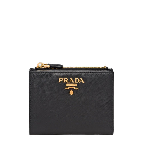 PRADA/普拉达 22春夏新款 女士黑色皮革金标小型钱包1ML023_QWA_F0002