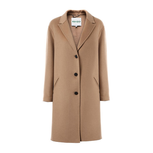 KENZO/高田贤三 凯卓女装 女士驼色羊毛经典时尚翻领秋冬外套大衣 F862MA162570.13