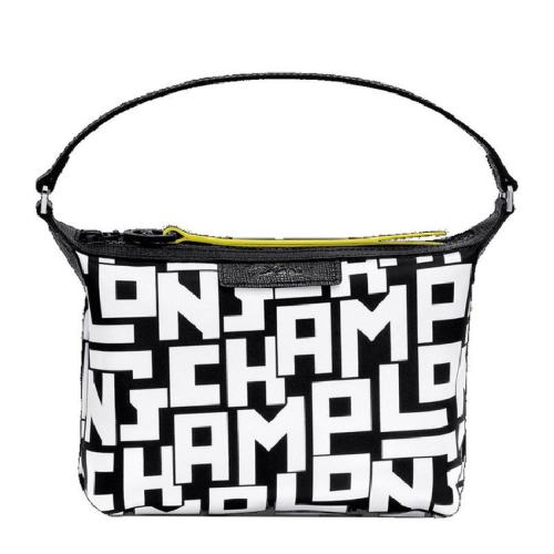 Longchamp/珑骧 女士黑色白色字母图案时尚休闲手提包 10039412067 PLSX