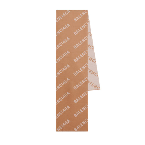 Balenciaga/巴黎世家新款 Allover Logo系列 女士深米色和白色拉丝羊毛大围巾673133420B80987