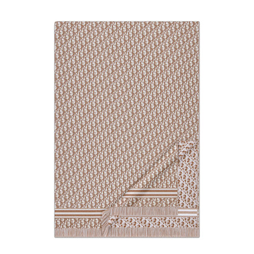 DIOR/迪奥 22年春夏新款 男士咖啡棕色米色和白色纯羊毛老花Pixel印花披肩围巾28Z0005A0656_C187