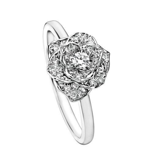 PIAGET/伯爵 ROSE玫瑰系列 18K金白金玫瑰镶钻戒指 G34UR500