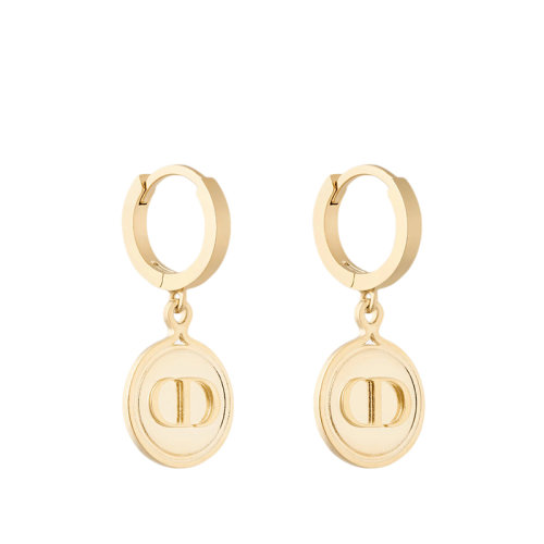 DIOR/迪奥 PETIT CD系列 女士金色饰面金属圆形CD印字挂坠成对耳环E1648PTCMT_D300