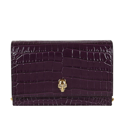 Alexander McQueen/亚历山大麦昆 女士紫色皮质鳄鱼纹单肩包 613088-1HBBG-5150 6130881HBBG5150