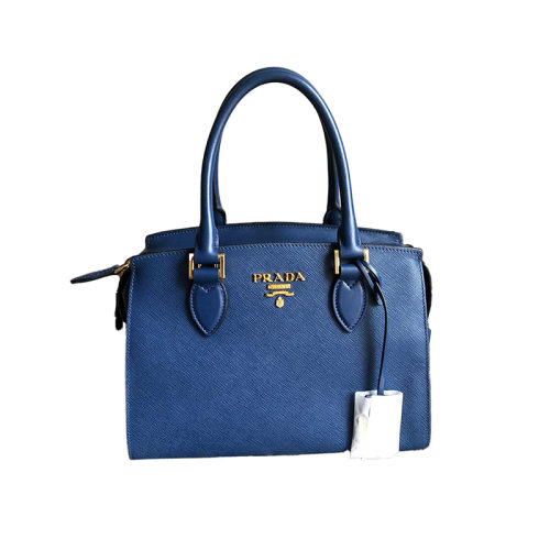 Prada 普拉达  女士手提/肩背包 深蓝色十字纹牛皮