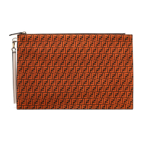 FENDI/芬迪FF老花图案女士大号牛皮革手拿包8N0178AFIS