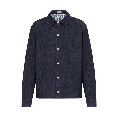 DIOR/迪奥 22年早春新款 男士蓝色棉质混纺牛仔布内部通体老花印花外套衬衫033D490A226X_C580