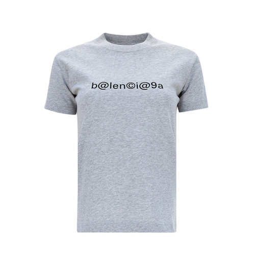 Balenciaga/巴黎世家  胸前logo装饰 女士灰色棉质圆领短袖T恤 620941TIV501167