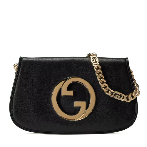GUCCI/古驰 22新款Blondie系列 女士小号黑色皮革圆形徽标金扣金链配可拆卸肩带多功能单肩斜挎手拿包699268UXX0G1000