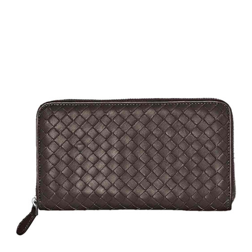 Bottega Veneta/葆蝶家 女士深棕色圆形拉链长款钱包手拿包女包 275064-V001N-2040