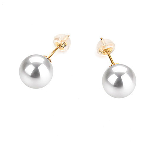 zhuella/珠艾乐 日本Akoya海水珠18k金耳钉 8-9mm