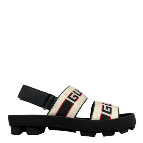 GUCCI/古驰 织布/牛皮拼接男士沙滩鞋时尚休闲男士凉鞋男鞋