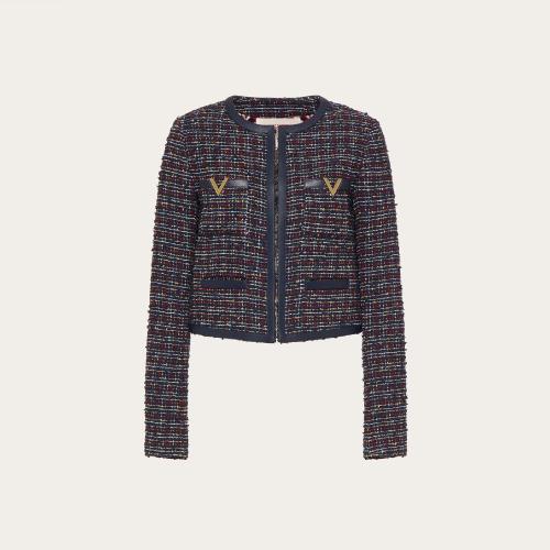  VALENTINO华伦天奴 22年秋冬 女士 夹克 VESTE EN TWEED DE COTON COLORé 1B3CE2U07AHET6