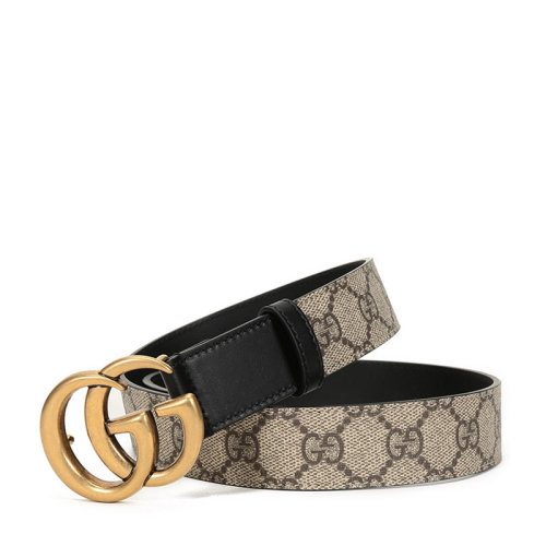 GUCCI/古驰 女士人造帆布配皮仿古做旧板扣式皮带腰带 625839 92TLT