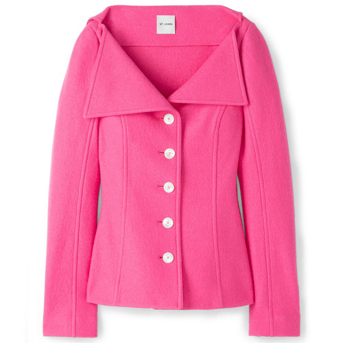 【21春夏新款】St. John/盛蔷 不对称大翻领针织女士夹克K6230T1