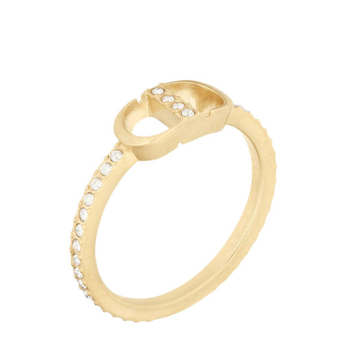 DIOR/迪奥 新款PETIT CD系列 女士金色饰面金属白色仿水晶点缀“CD”标志戒指指环R1139PTCCY_D301