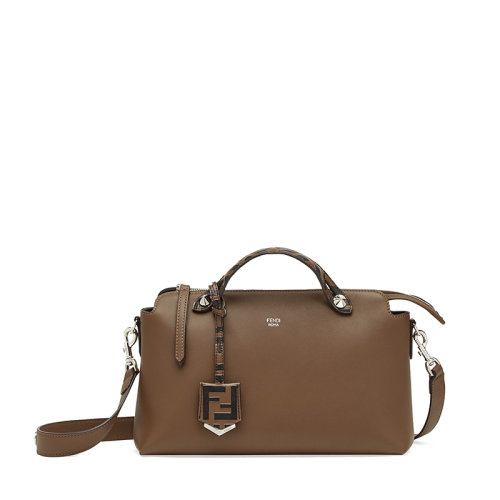 FENDI/芬迪 20  BY THE WAY系列 女士中号棕色小牛皮FENDI ROMA印花单肩斜挎波士顿包8BL146A6COF0H3C