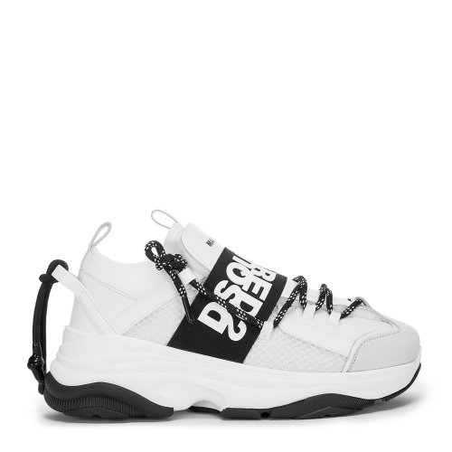 【米兰直发】【20春夏】Dsquared2/Dsquared2 系带 厚底 白色 低帮 侧面白色pvc装饰 正面松紧绑带 绑带白色字母印花 运动鞋 男士休闲运动鞋