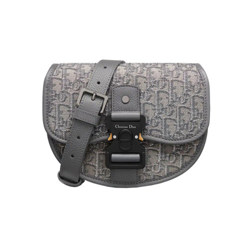 DIOR/迪奥 23新款 男士迷你钌色提花帆布配皮铝扣翻盖开合调节拆卸皮革肩带单肩包1ADPO033DOS_H30Q