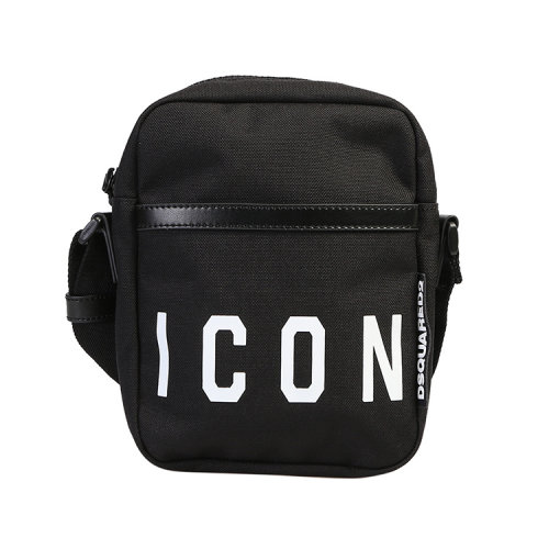 Dsquared2/D二次方  春夏 黑色LOGO帆布男士腰包