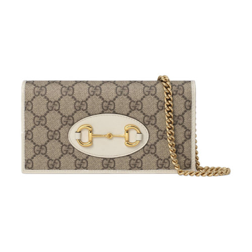 Gucci/古驰 女包 20款1955WOC马衔扣gg链条包钱包单肩斜挎包 拼色老花