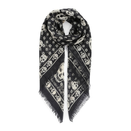Alexander McQueen/亚历山大麦昆  男女同款真丝时尚百搭骷髅头图案丝巾  $4530574881Q9260