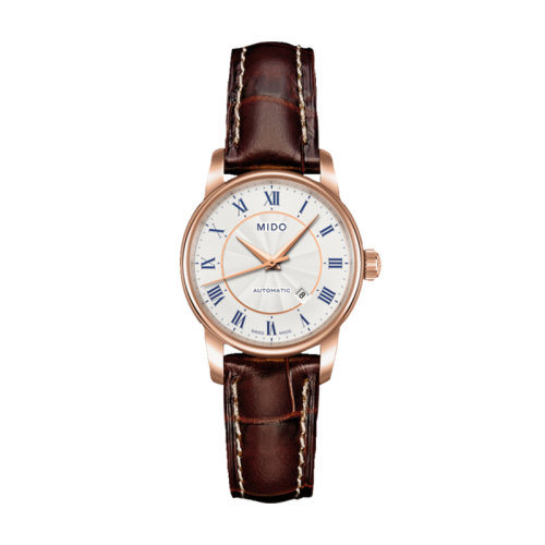 mido/美度 贝伦赛丽系列自动机械女士棕色皮革表带腕表29.00毫米 M7600.2.21.8