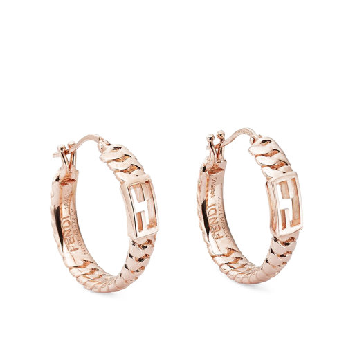 FENDI/芬迪  BAGUETTE系列 女士玫瑰金饰有网状链和Baguette FF图案耳环8AG992B08F0CJ4