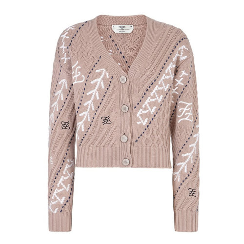 FENDI/芬迪 女士米色系扣羊毛羊绒针织衫/毛衣 FZC611AAERF19EK