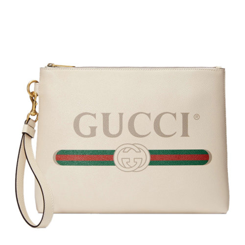 GUCCI/古驰   男士牛皮经典LOGO印花拉锁信封包手拿包