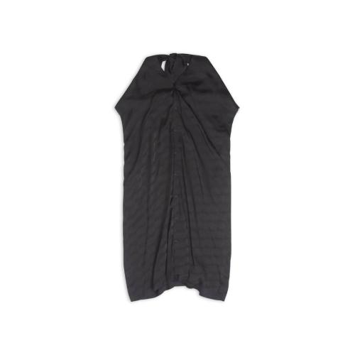  BALENCIAGA巴黎世家 22年秋冬 女士 连衣裙 bb monogram knotted rawcut dress 703834TMO68100