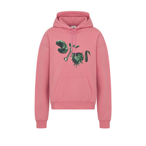 DIOR/迪奥 22年秋冬新款 CACTUS JACK DIOR系列 男士超大版型粉色棉质图案印花抽绳连帽卫衣283J678B0531_C486