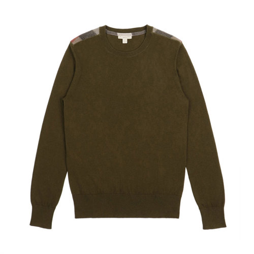 BURBERRY/博柏利 男士军绿色山羊绒混纺棉质圆领套头毛衣 3943648