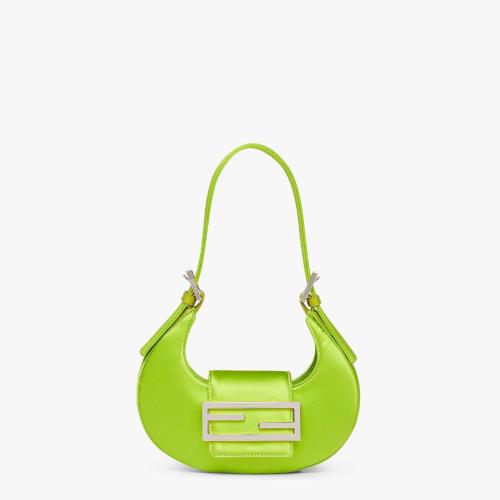  FENDI芬迪 22年秋冬 女士 单肩包 嫩芽绿缎面迷你手袋 8BS06_MCPF1J3R