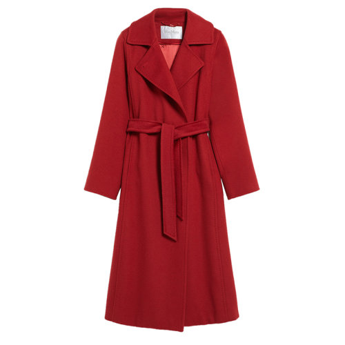 MaxMara/麦丝玛拉 22年秋冬新款 MANUELA系列 女士红色骆驼毛浴袍大衣1016072906019