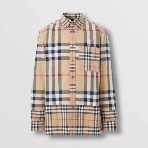  BURBERRY 22年秋冬 男士 对比格纹棉质衬衫 80608001
