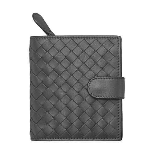 Bottega Veneta/葆蝶家 BV女包 女士黑色经典编织皮质钱包 121059V001N8522