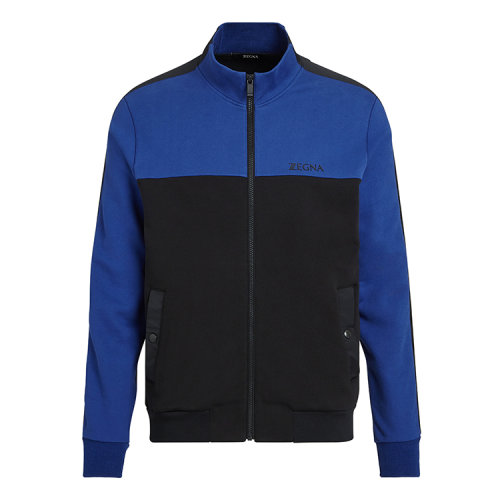 Z Zegna杰尼亚 混色 全拉链 男士蓝黑色长袖夹克 VU458-ZZ894B-743
