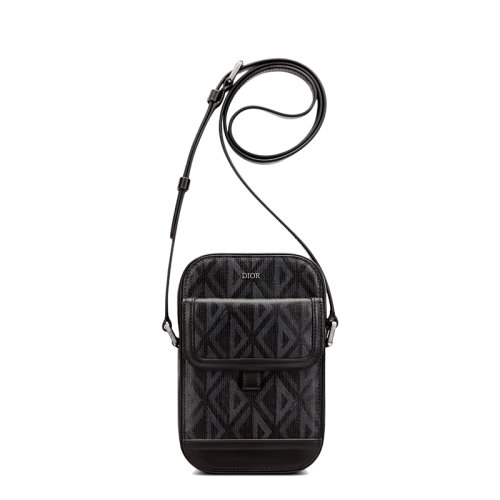 DIOR/迪奥 22春夏新款HIT THE ROAD系列 男士黑色CD Diamond图案帆布拉链开合竖版单肩斜挎手拿包手机包2ESCA415CDP_H43E