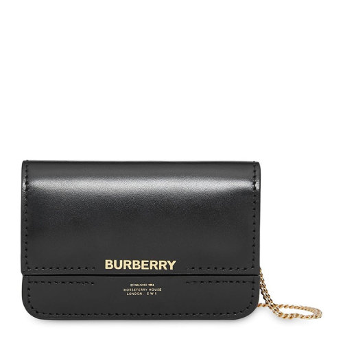 BURBERRY/博柏利 巴宝莉 女士 黑色皮质小型皮具卡片夹单肩包 80114781