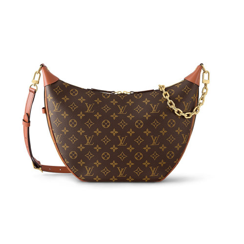 Louis Vuitton/路易威登 22秋冬新款 Loop hobo系列 女士棕色老花帆布配皮拉链开合半月形肩背流浪包M46311