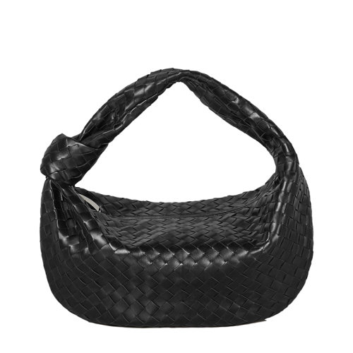 Bottega Veneta/葆蝶家 经典JODIE系列 女士黑色小羊皮Intrecciato编织单肩手提包600261VCPP01229