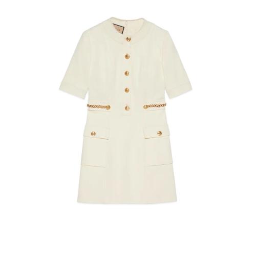  GUCCI古驰 22年秋冬 女士 双G链条粘胶纤维连衣裙 693034 XJD8U 9050