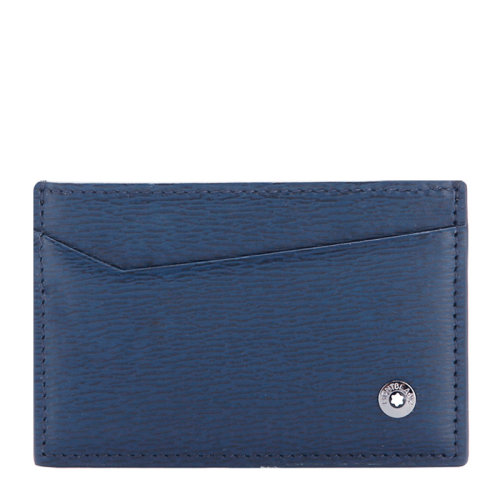 MontBlanc/万宝龙 4810 Westside系列男士蓝色牛皮敞口钱夹钱包卡夹卡包男包 118660