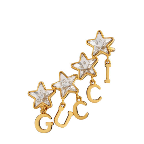 GUCCI/古驰  金色金属饰手写体GUCCI水晶星星单边耳钉耳环?680267J1D508031