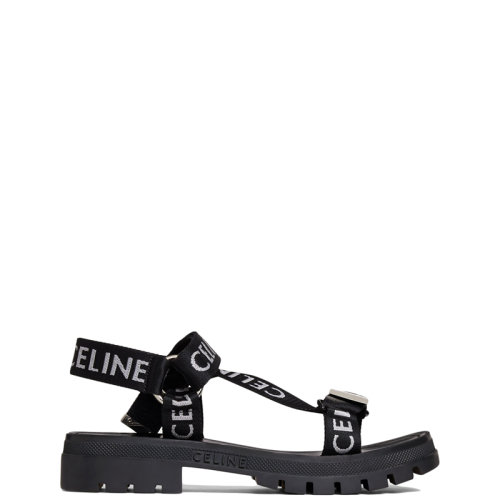 CELINE/赛琳 22年春夏新款 LEO系列 男士黑色/白色锦纶Logo提花条带凉鞋346742208C.38AW