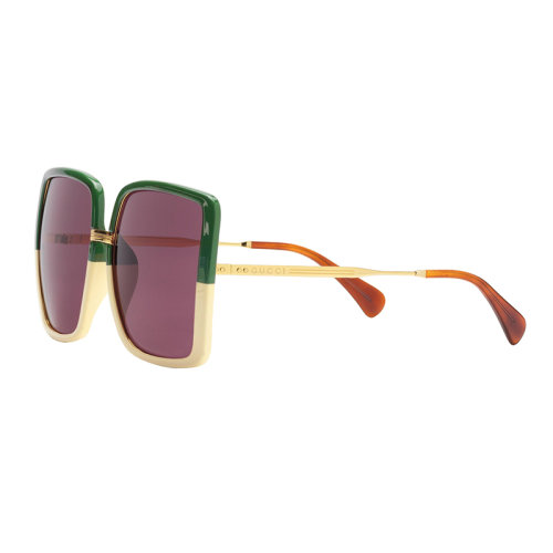 GUCCI/古驰 22年秋冬新款 Lovelight系列 女士纯酒红色镜片绿色/象牙白色注塑镜框低鼻梁架贴合设计太阳镜墨镜648659J16923761