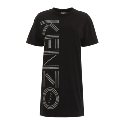Kenzo/高田贤三  女装 服饰 黑色棉质LOGO印花女士短袖T恤式女士连衣裙kenzo字母大LOGO