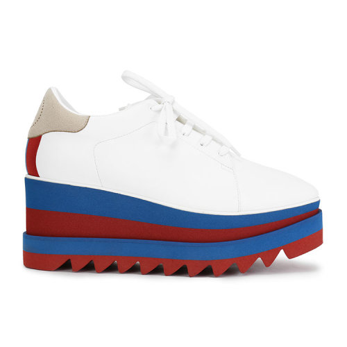 Stella McCartney/丝黛拉麦卡妮 白色哑光-红蓝尾 锯齿厚底女士休闲运动鞋 478958W02QC 9064